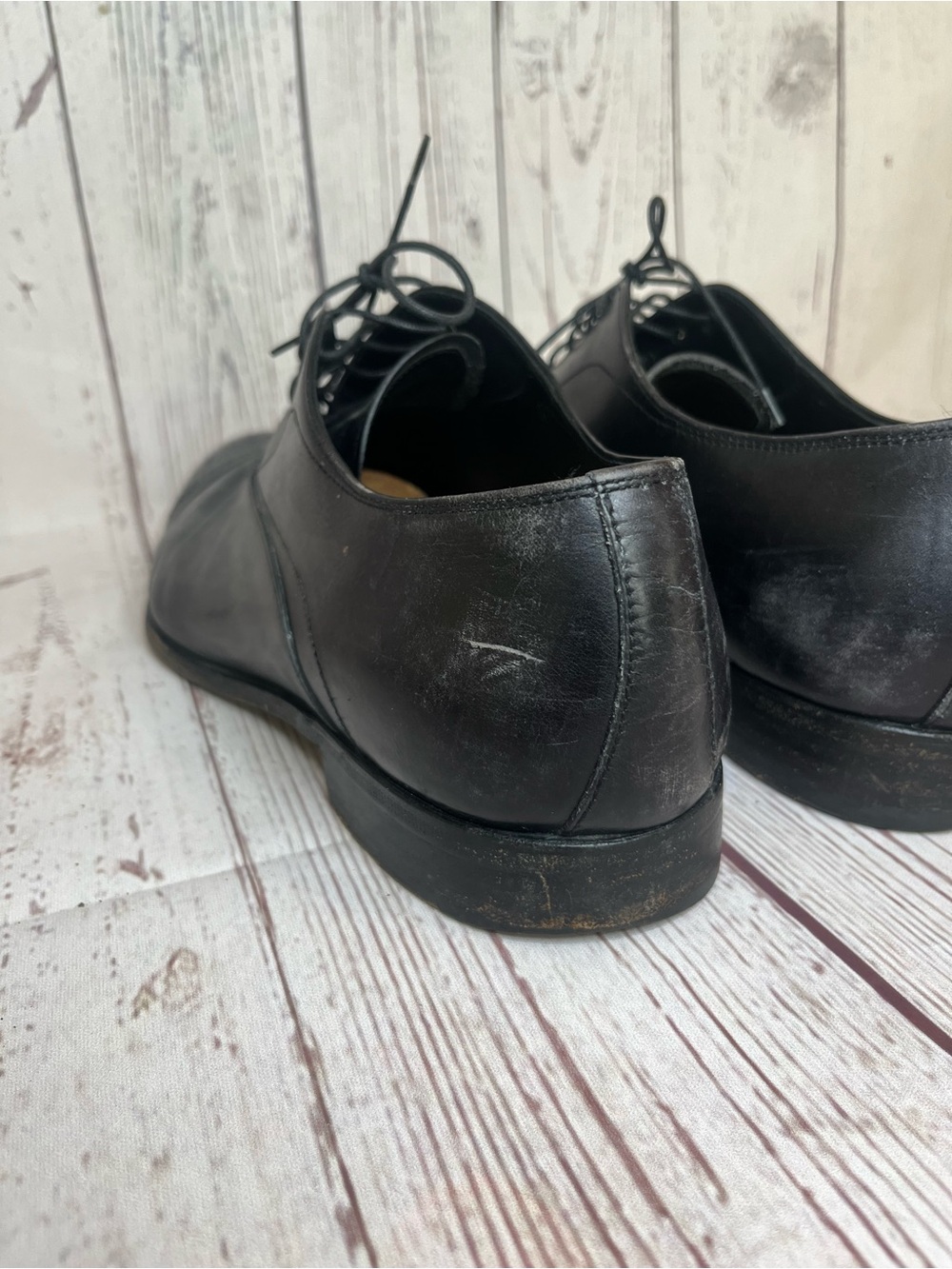 Men's Prada Size 8 Black Leather Dress Shoes Cap-Toe Oxford - Picture 8 of 16